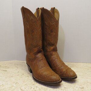 Justin Pull-on Cowboy Boots Sz 7 D Vtg Hondo Brown Leather.